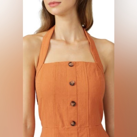 Moon River Burnt Orange Halter Dress - Picture 2 of 5